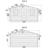 Caseta de jardin   GANDIA  5X4 , 20 m2 , 44 mm