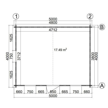 Caseta de jardin   GANDIA  5X4 , 20 m2 , 44 mm