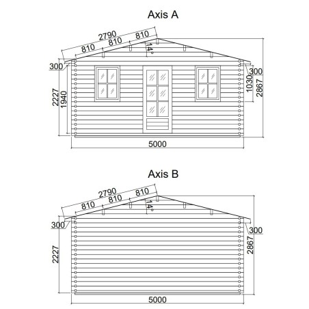 Caseta  de  jardin  GANDIA  5X5 , 25 m2 , 44 mm 