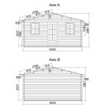 Caseta  de  jardin  GANDIA  5X5 , 25 m2 , 44 mm 