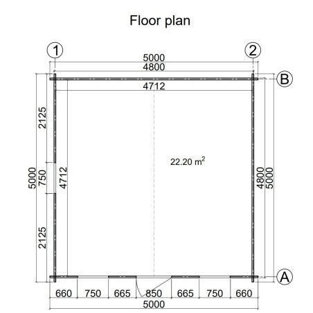 Caseta  de  jardin  GANDIA  5X5 , 25 m2 , 44 mm 