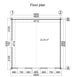 Caseta  de  jardin  GANDIA  5X5 , 25 m2 , 44 mm 