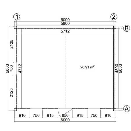 Caseta de jardín  GANDIA 6X5 , 30 m2 , 44 mm 