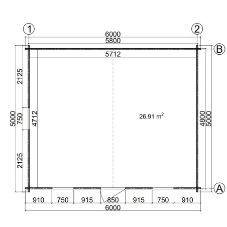 Caseta de jardín  GANDIA 6X5 , 30 m2 , 44 mm 