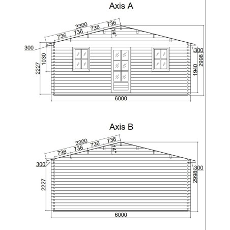 Caseta de jardín  GANDIA 6X6 , 36 m2 , 44 mm