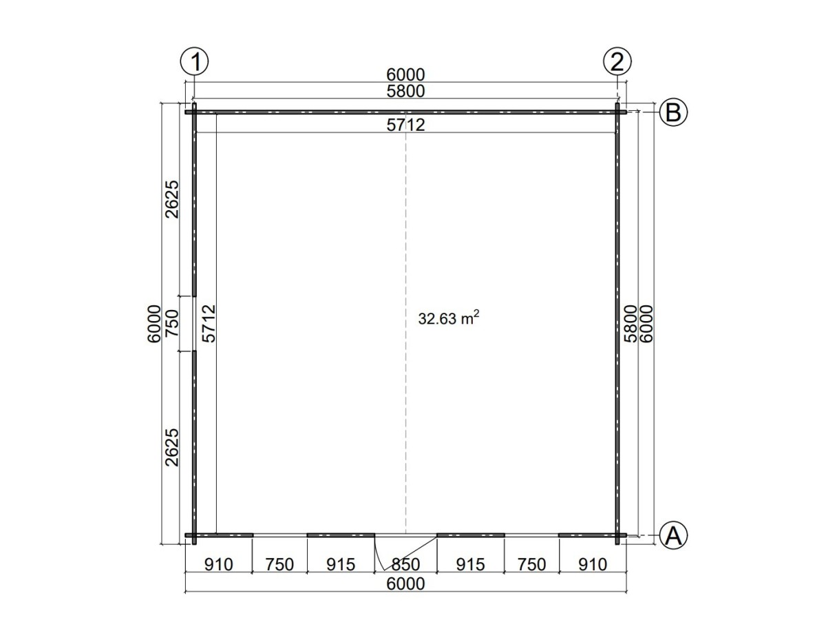 Caseta de jardín  GANDIA 6X6 , 36 m2 , 44 mm