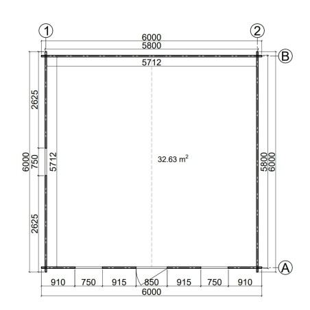 Caseta de jardín  GANDIA 6X6 , 36 m2 , 44 mm