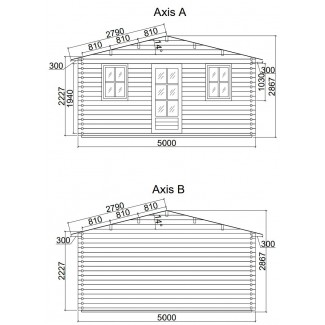 Caseta de jardín GANDIA  5X3 , 15 m2 , 44 mm 