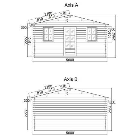 Caseta de jardín GANDIA 5X3 , 15 m2 , 44 mm 