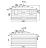 Caseta de jardín GANDIA  5X3 , 15 m2 , 44 mm 