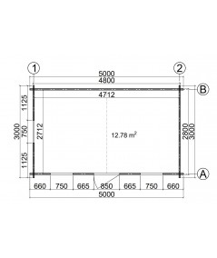 Caseta de jardín GANDIA  5X3 , 15 m2 , 44 mm 