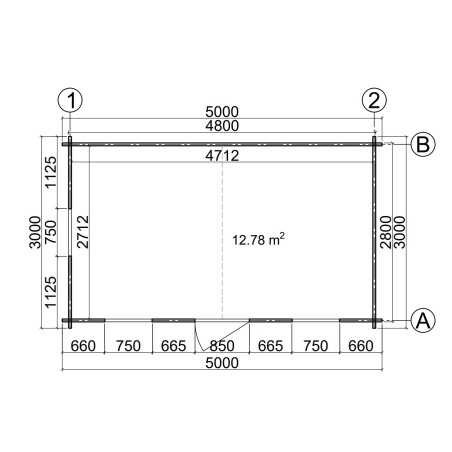 Caseta de jardín GANDIA 5X3 , 15 m2 , 44 mm 