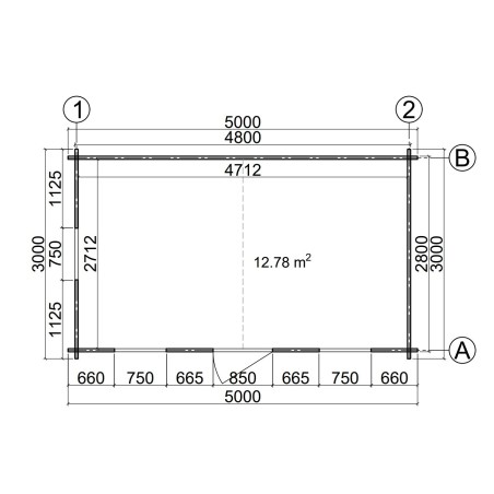Caseta de jardín GANDIA  5X3 , 15 m2 , 44 mm 