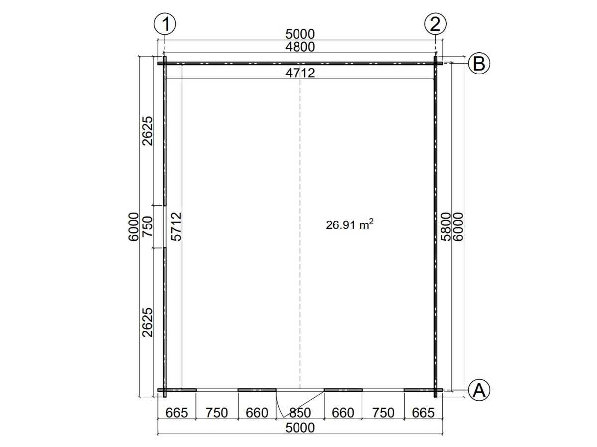 Caseta de jardín GANDIA 5X6 , 30 m2 , 44 mm 