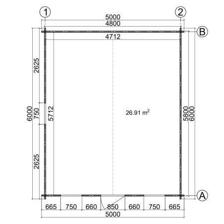 Caseta de jardín  GANDIA 5X6 , 30 m2 , 44 mm 