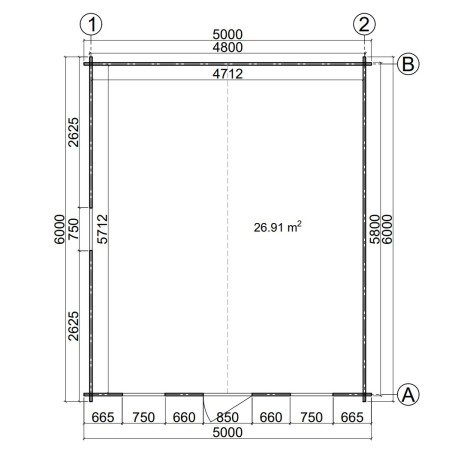 Caseta de jardín  GANDIA 5X6 , 30 m2 , 44 mm 