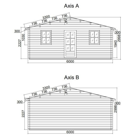 Caseta de jardín   GANDIA  6X3 , 18 m2 , 44 mm 