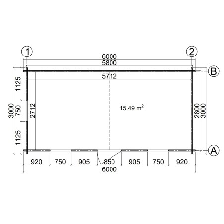 Caseta de jardín   GANDIA  6X3 , 18 m2 , 44 mm 