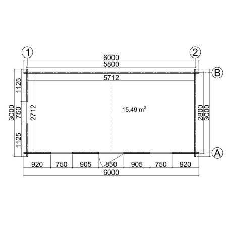 Caseta de jardín   GANDIA  6X3 , 18 m2 , 44 mm 