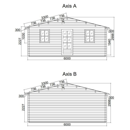 Caseta de jardín   GANDIA  6X4 , 24 m2 , 44 mm