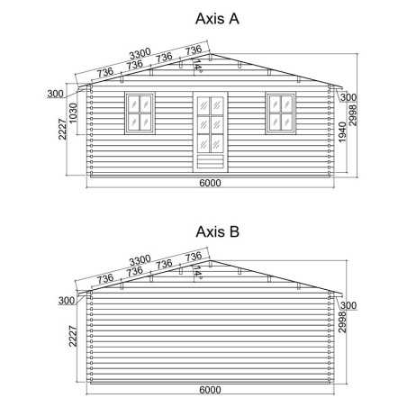 Caseta de jardín   GANDIA  6X4 , 24 m2 , 44 mm