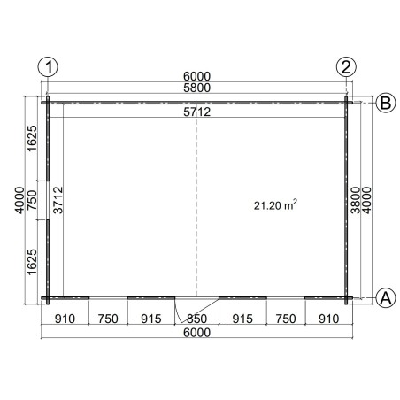 Caseta de jardín   GANDIA  6X4 , 24 m2 , 44 mm