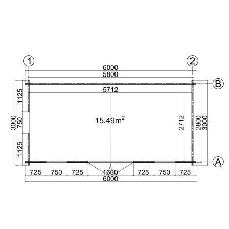 CASETA DE MADERA   MONICA 6X3 , 44 mm