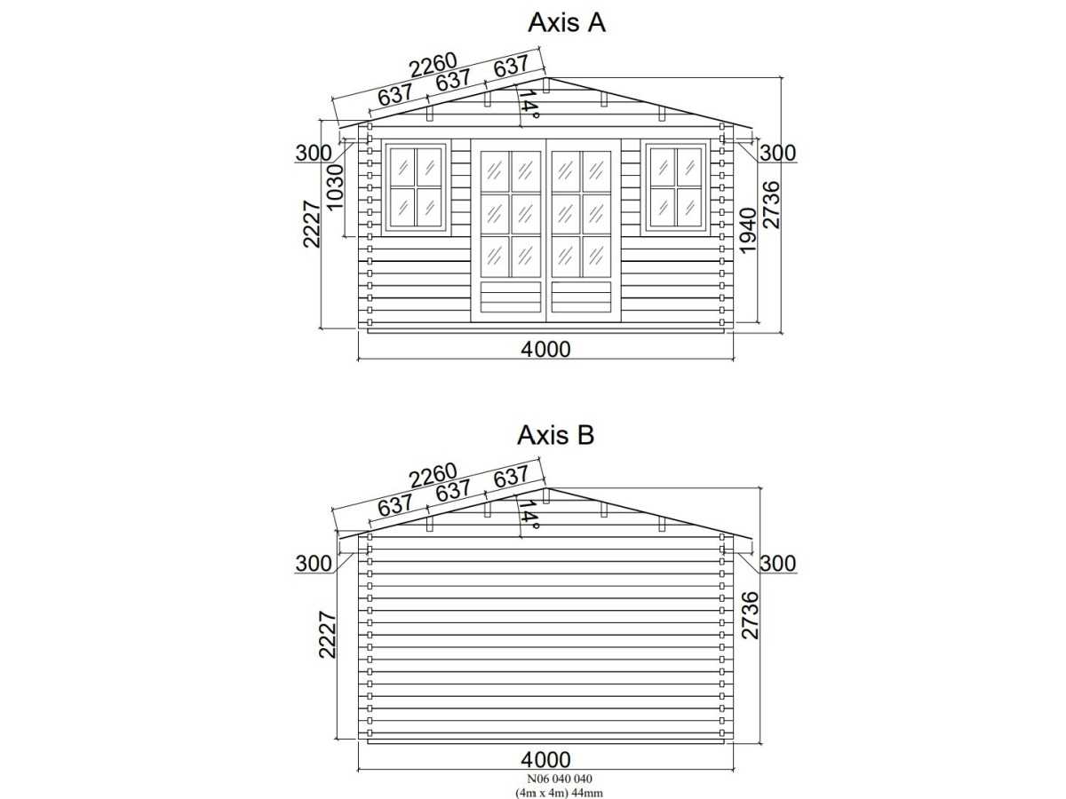 CASETA DE MADERA   MONICA 4X4 , 44 mm