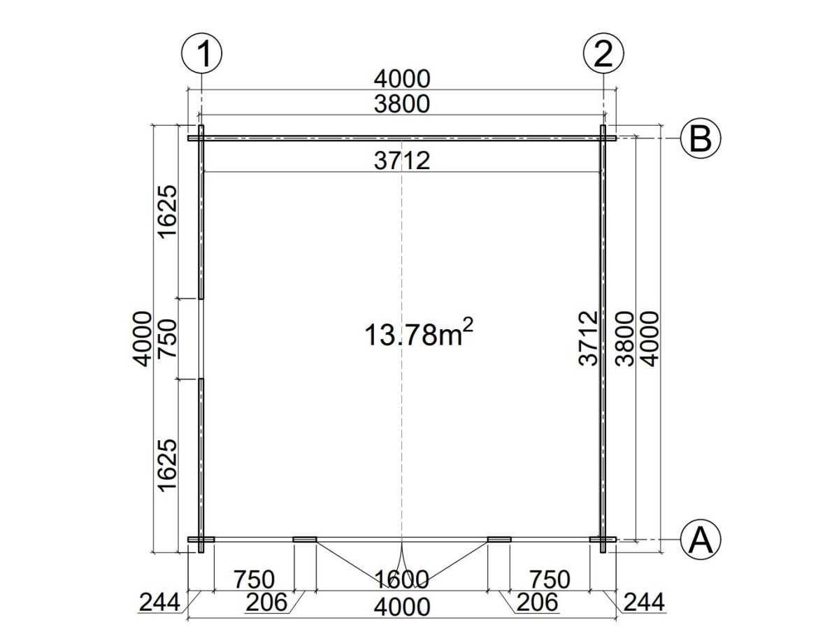 CASETA DE MADERA   MONICA 4X4 , 44 mm
