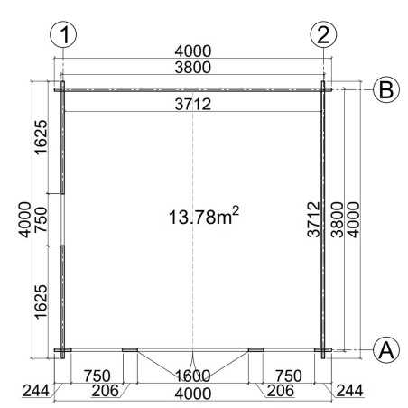 CASETA DE MADERA   MONICA 4X4 , 44 mm