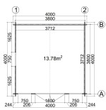 CASETA DE MADERA   MONICA 4X4 , 44 mm