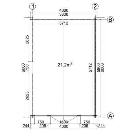 CASETA DE MADERA   MONICA 4X6 , 44 mm