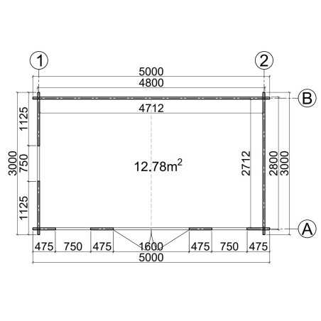 CASETA DE MADERA   MONICA 5X3 , 44 mm