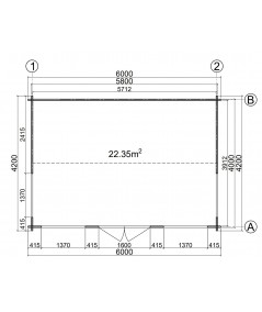 Casa de madera  LONDON 1  , 44 mm 