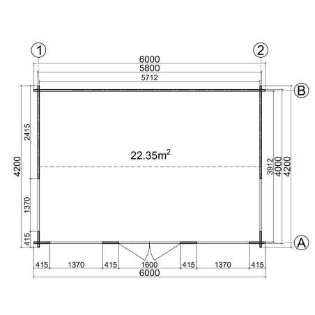 Casa de madera  LONDON 1  , 44 mm 