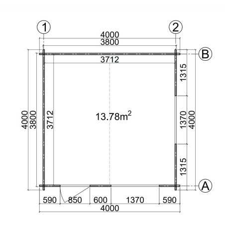 Caseta de jardín DENIA 4x4 , 44 mm 