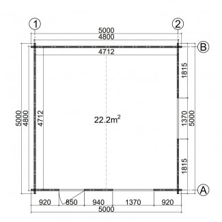 CASETA DE MADERA  DENIA  5X5 , 44 mm