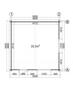 CASETA DE MADERA  DENIA  5X5 , 44 mm