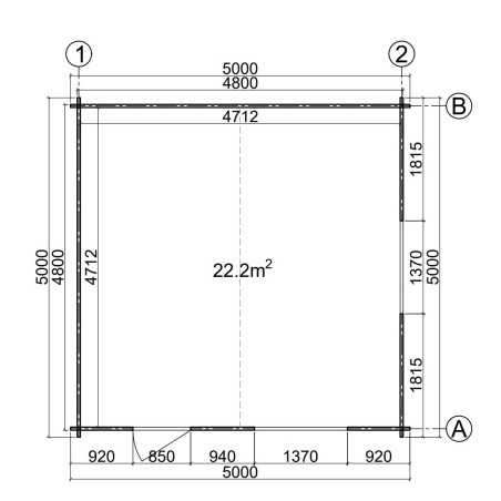 CASETA DE MADERA  DENIA  5X5 , 44 mm