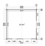 CASETA DE MADERA  DENIA  5X5 , 44 mm