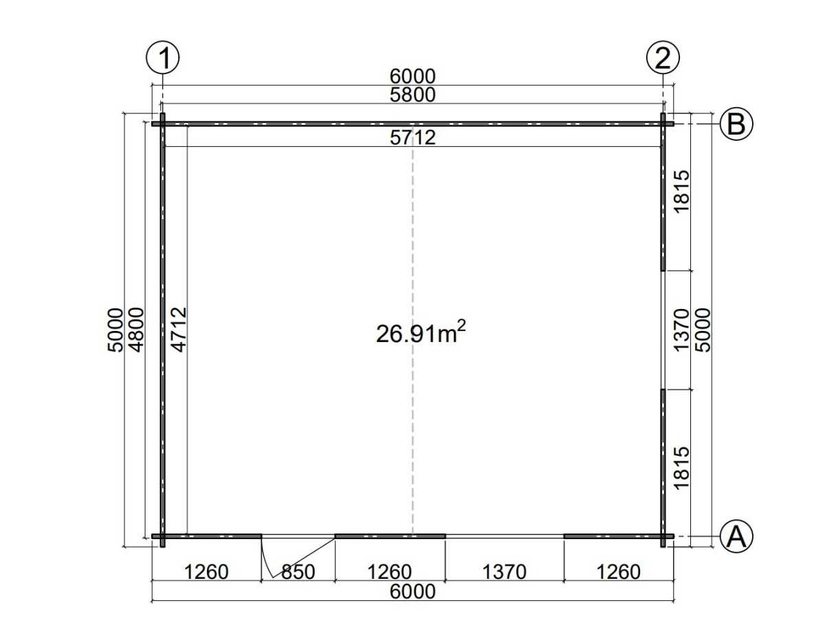 CASETA DE MADERA DENIA 6X5 , 44 mm