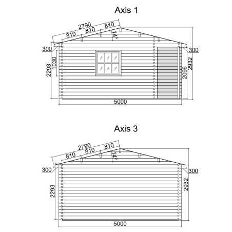Caseta de jardin "ALPINA 5x5" - 44mm