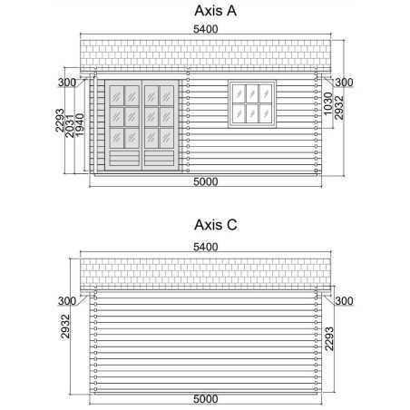 Caseta de jardin "ALPINA 5x5" - 44mm