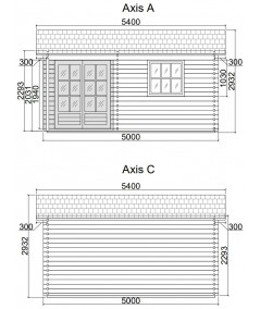 Caseta de jardin "ALPINA 5x5" - 44mm