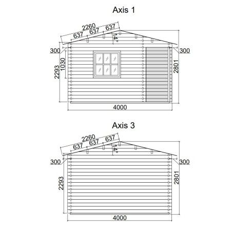 Caseta de jardín  ALPINA  5x4 , 20 m2 - 44 mm