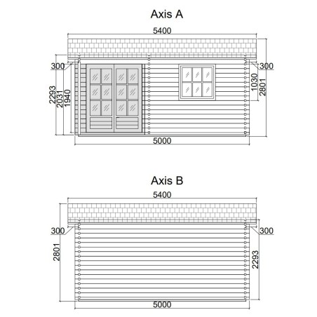 Caseta de jardín  ALPINA  5x4 , 20 m2 - 44 mm