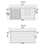 Caseta de jardín  ALPINA  5x4 , 20 m2 - 44 mm
