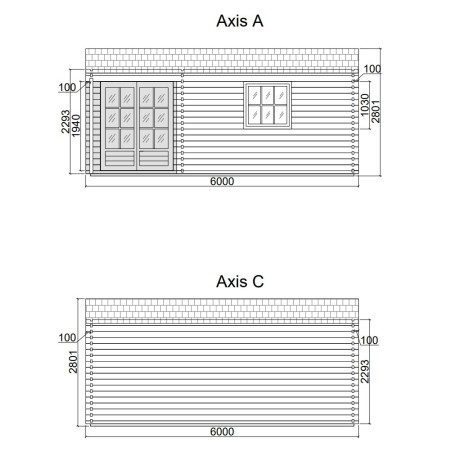Caseta de jardin  ALPINA  6x4 , 24 m2 - 44mm