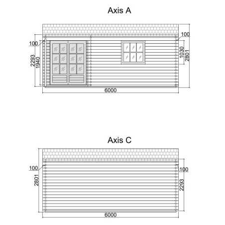Caseta de jardin  ALPINA  6x4 , 24 m2 - 44mm