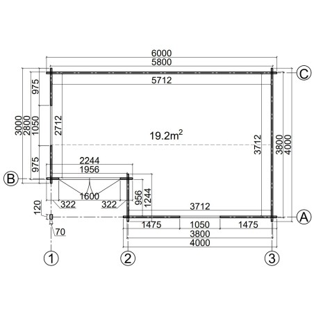 Caseta de jardin  ALPINA  6x4 , 24 m2 - 44mm
